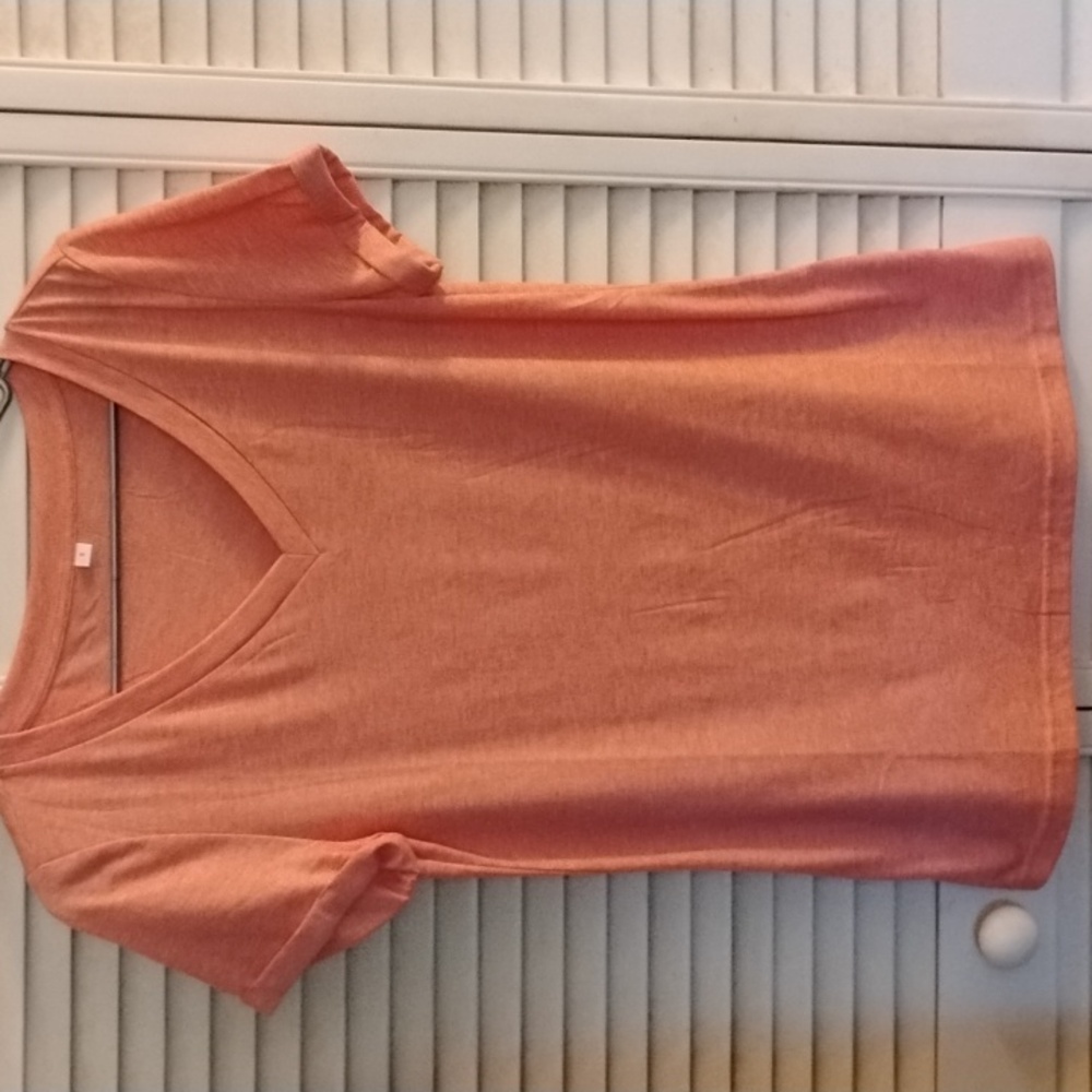 Women's V-Neck Peach Top Cuff Sleeves Very Soft.